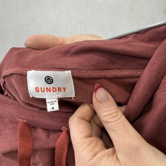 Sundry Skirt Womens 4 Red Jersey Drawstring Elastic Waist Knee Length Stretch - Picture 2 of 8